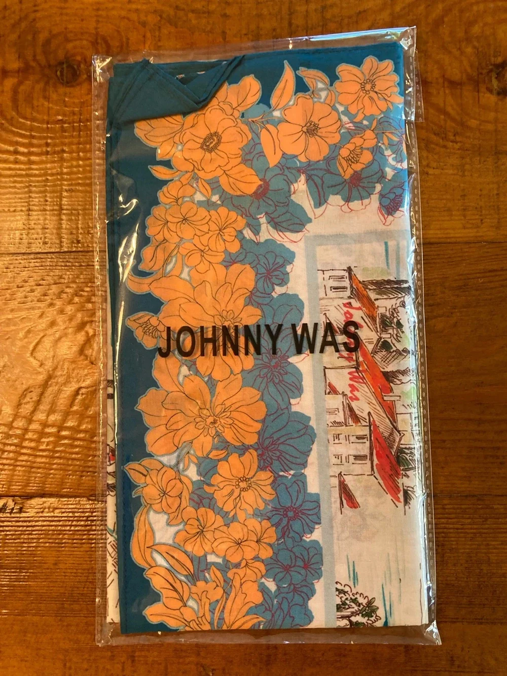 NEW Johnny Was Vakash Head Scarf Seaside Villas Bicycle Medium Cotton 35